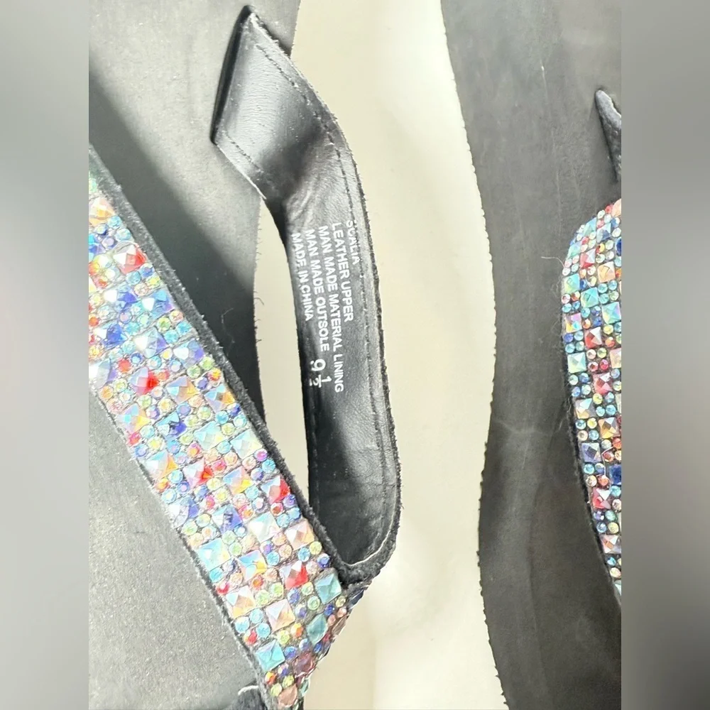 Yellow Box Black Sandals with Multicolor Straps Size 9.5 - Picture 2 of 5